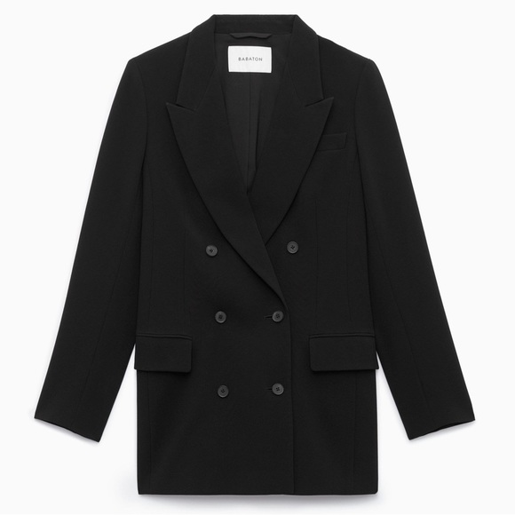 Aritzia Babaton Enoch double breasted blazer jacket size 10 black - Picture 1 of 14